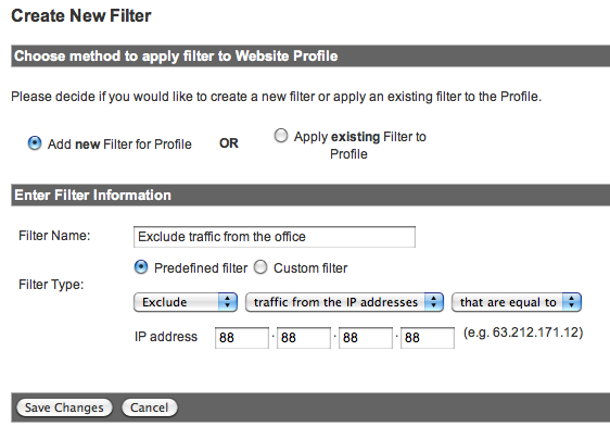 Filter to exclude traffic from an IP address